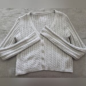 Edikted Light Gray Cable-Knit Button Cardigan